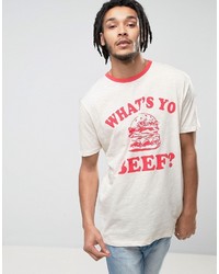 Asos Longline T Shirt In Slub And Whats Yo Beef Print