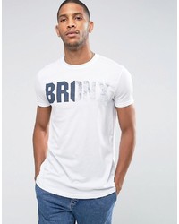 Asos Longline T Shirt With Splice Bronx Print Rolled Sleeve