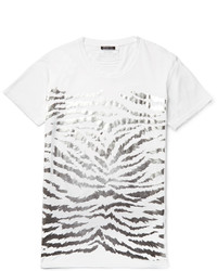 Balmain Metallic Tiger Print Cotton Jersey T Shirt