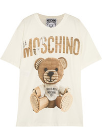Moschino Oversized Printed Cotton Jersey T Shirt Off White