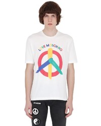 Love Moschino Peace Sign Printed Cotton Jersey T Shirt