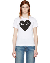 Comme des Garcons Play White And Black Heart T Shirt