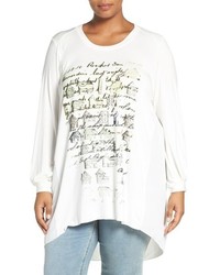 Melissa McCarthy Plus Size Seven7 Graphic Print Highlow Mixed Media Tee