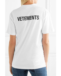 Vetements Printed Cotton Jersey T Shirt White