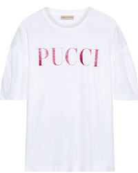Emilio Pucci Printed Cotton Jersey T Shirt White