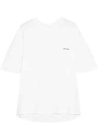 Balenciaga Printed Cotton Jersey T Shirt White