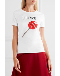 Loewe Printed Stretch Cotton Jersey T Shirt White