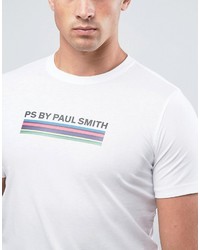 Paul Smith Ps By Slim Fit Ps Stripe Print T Shirt In White