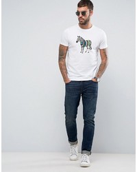 Paul Smith Ps By Slim Fit Zebra Print T Shirt In White
