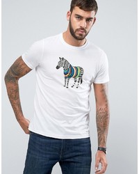 Paul Smith Ps By Slim Fit Zebra Print T Shirt In White
