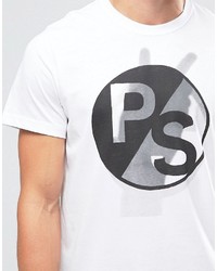 Paul Smith Ps By T Shirt With Ps Print In Slim Fit White
