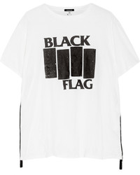 R 13 R13 Black Flag Printed Cotton And Cashmere Blend Jersey T Shirt Cream