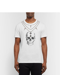 Alexander McQueen Slim Fit Skull Print Cotton Jersey T Shirt