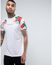 Criminal Damage T Shirt In White With Floral Print