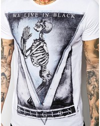 Religion T Shirt With Praying Skeleton Print