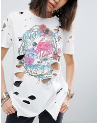 Asos T Shirt With Ravage Detail And Psychadelic Band Print