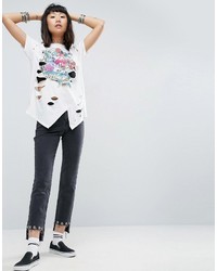 Asos T Shirt With Ravage Detail And Psychadelic Band Print