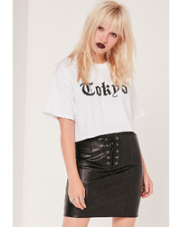Missguided Tokyo Graphic Cropped T Shirt White