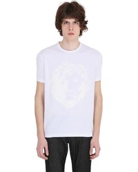 Versus Vinyl Lion Printed Cotton Jersey T Shirt