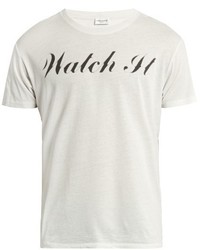 Saint Laurent Watch It Print Cotton Jersey T Shirt