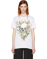 Alexander McQueen White Iris Skull T Shirt