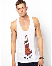 Asos Tank With Christmas Stocking Print And Extreme Racer Back