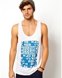 Asos Tank With Helsinki Print And Extreme Racer Back
