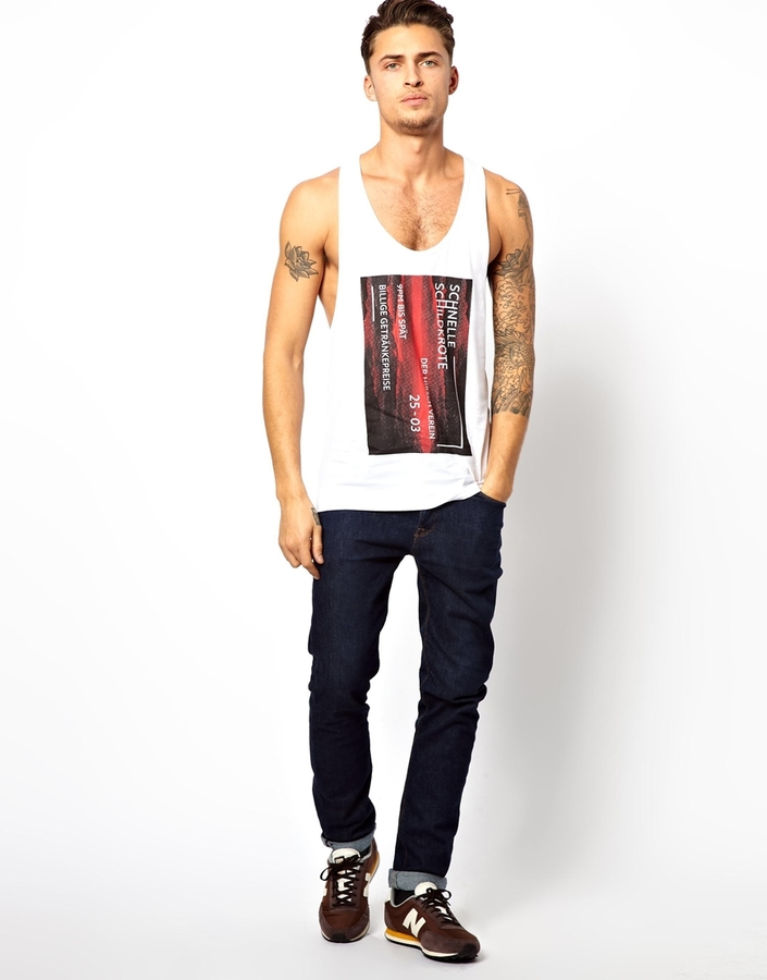 Asos Vest With Print And Extreme Racer Back, $23 | Asos | Lookastic