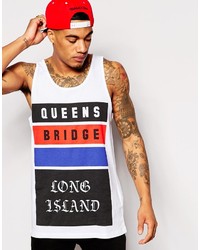 Asos Brand Longline Tank With Long Island Print And Skater Fit