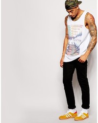 Asos Brand Longline Tank With Photo Print And Relaxed Skater Fit