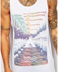 Asos Brand Longline Tank With Photo Print And Relaxed Skater Fit