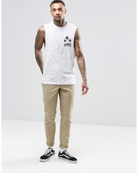 Asos Brand Sleeveless T Shirt With Vibes And Splatter Print