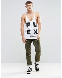 Asos Brand Tank With Flex Print And Raw Edge Extreme Racer Back