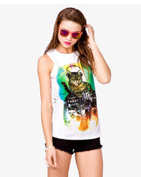 Forever 21 Cat Party Muscle Tee