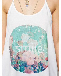 Choies White Basic Tank With Floral Print