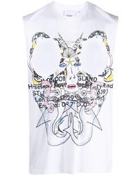 Burberry Cut Out Detail Montage Print Cotton Sleeveless Top