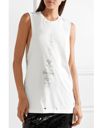 TRE by Natalie Ratabesi Distressed Printed Cotton Jersey Tank