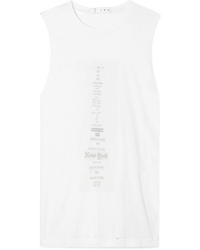 TRE by Natalie Ratabesi Distressed Printed Cotton Jersey Tank