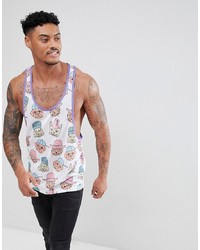 ASOS DESIGN Extreme Racer Back Vest With All Over Dog And Cat Print