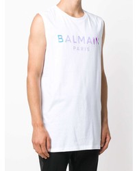Balmain Holographic Logo Print Tank Top