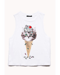Forever 21 Ice Cream Kitty Muscle Tee