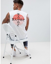 Friend or Faux Kamikaza Back Print Sleeveless T Shirt Vest