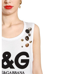 Dolce & Gabbana Logo Print Jersey Tank Top W Buttons