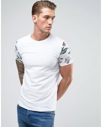 Asos Muscle T Shirt With Floral Print Sleeves