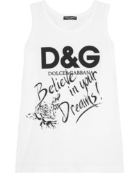 Dolce & Gabbana Printed Cotton Jersey Tank White