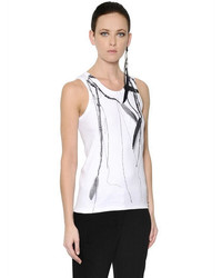 Ann Demeulemeester Printed Cotton Ribbed Jersey Tank Top