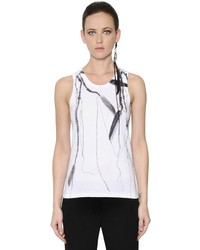 Ann Demeulemeester Printed Cotton Ribbed Jersey Tank Top