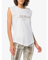 Balmain Sleeveless Logo T Shirt