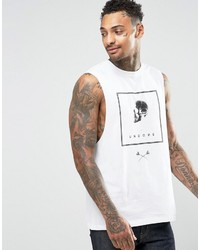 Asos Sleeveless T Shirt With Dropped Armhole And Skull Print