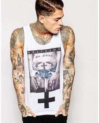 Religion Tank With Tattooed Girl In Denim Print